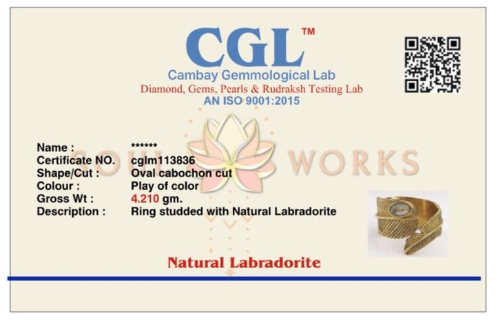 Labradorite feather adjustable ring. 5-8 size