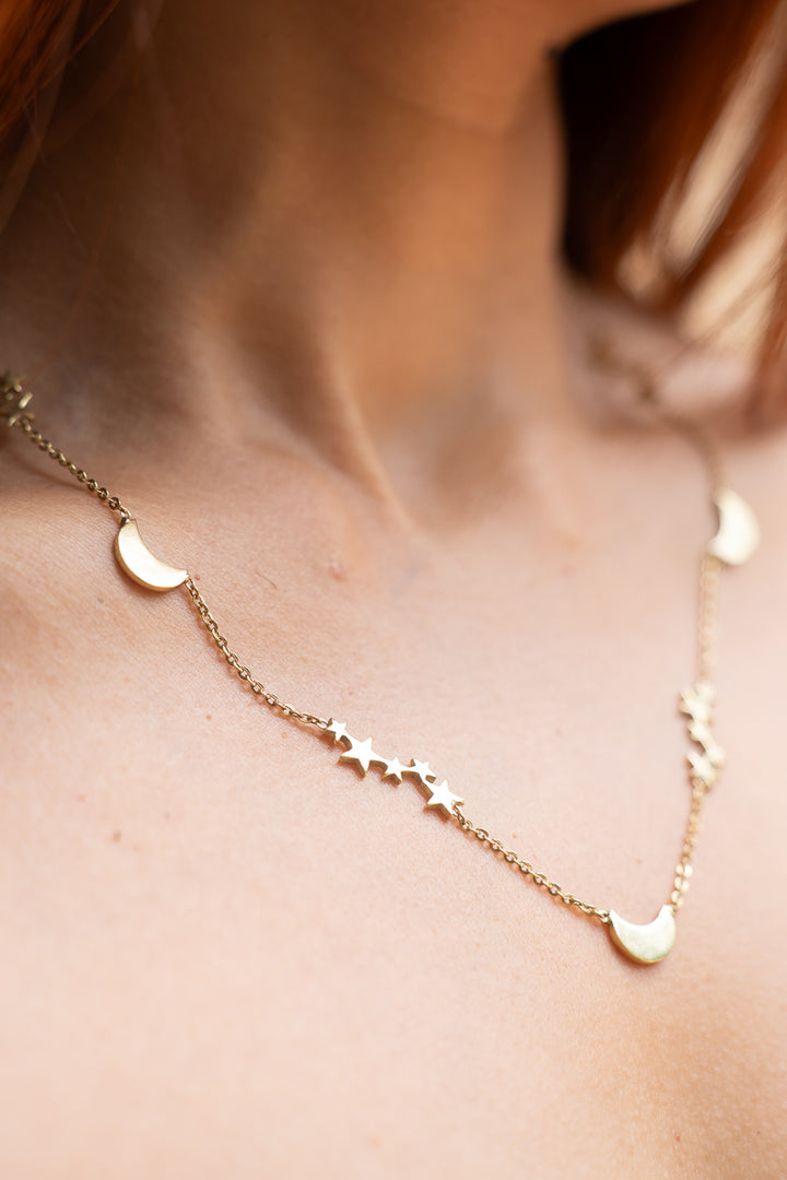 Cosmic Alignment Moon & Star Necklace