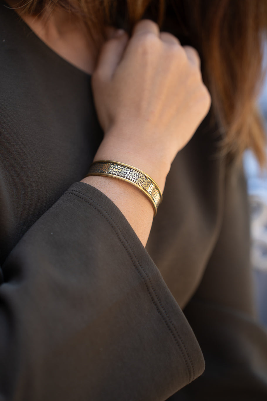 Hammered  Brass Cuff