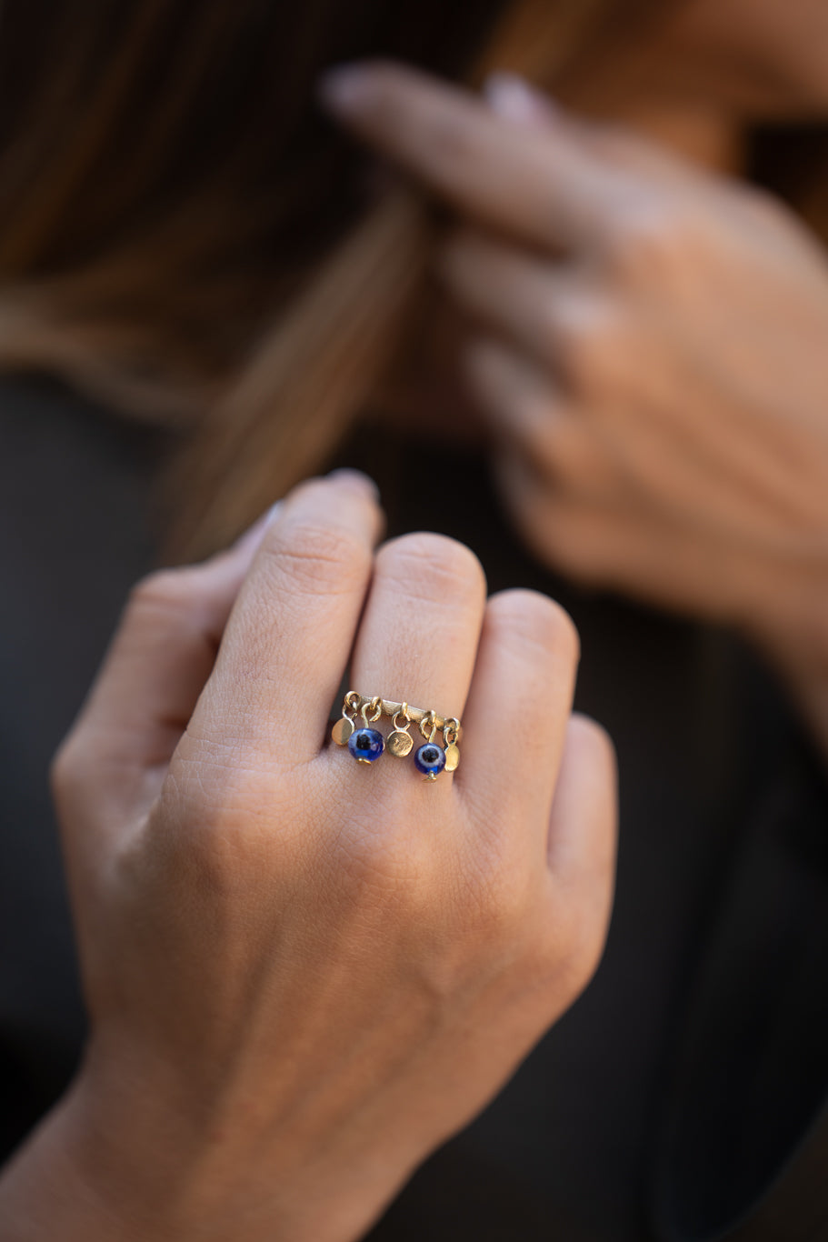 Nazariya Evil Eye Ring. size 6-9 Adjustable