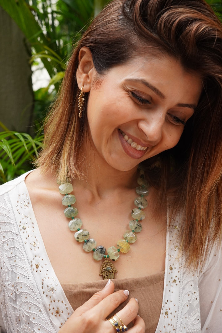 Prehnite crystal necklace