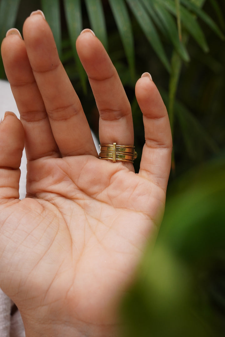 Stackable Turquoise Brass Ring. Size 5-8| Non Adjustable