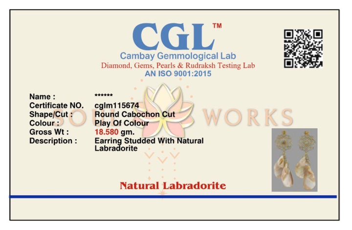 Mandala Pearl brass drop earrings