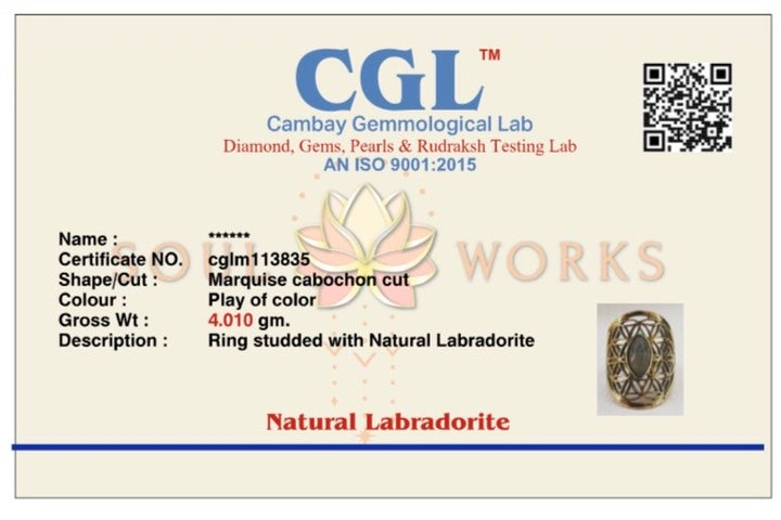 Labradorite flower of life adjustable brass ring. Size 5-7