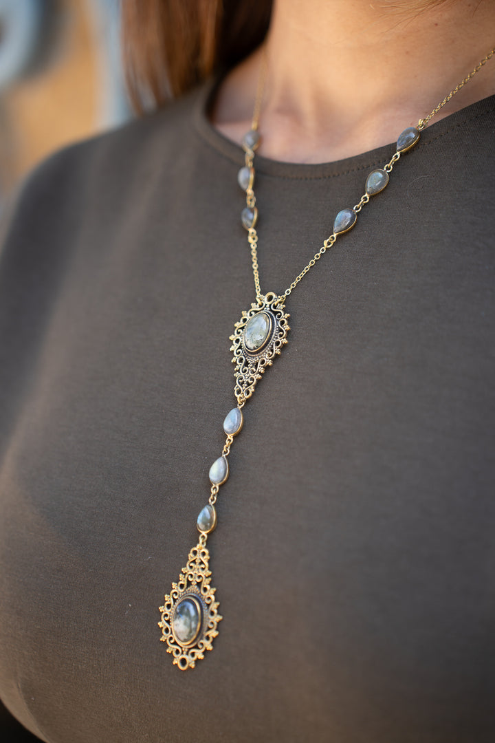 Vintage Labradorite Lariat Necklace