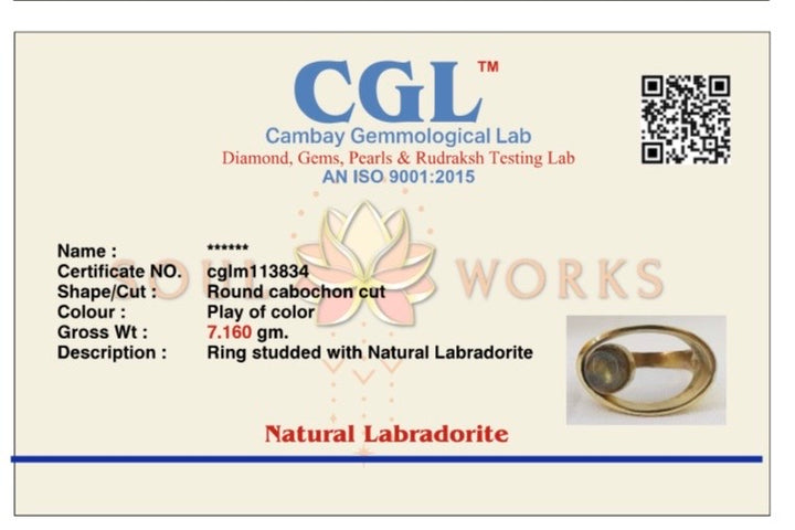 Labradorite adjustable brass band. Size 5-7