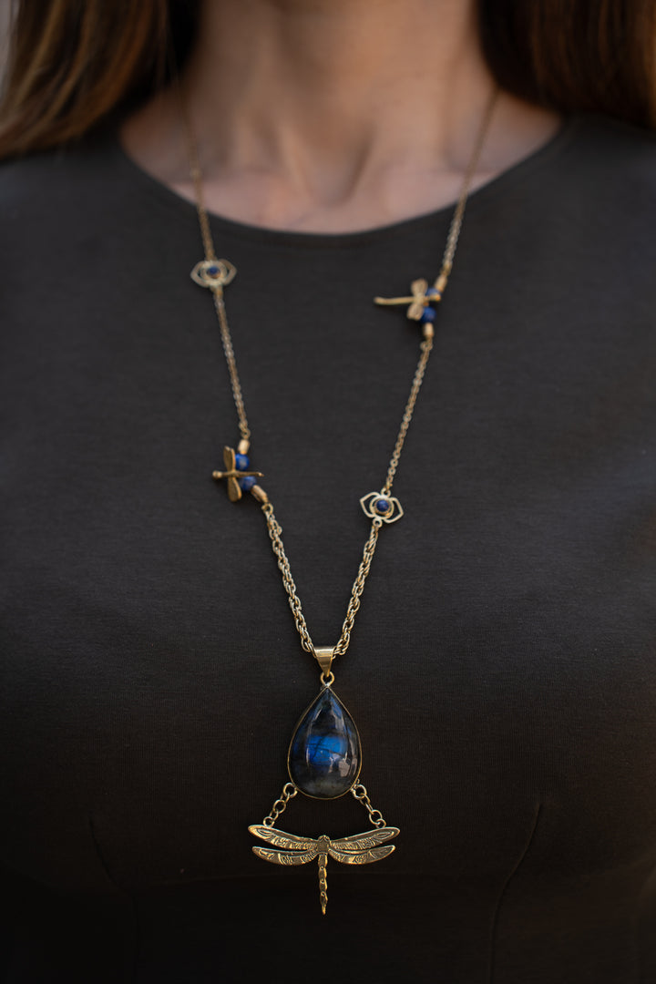 Dragonfly Labradorite Statement Necklace