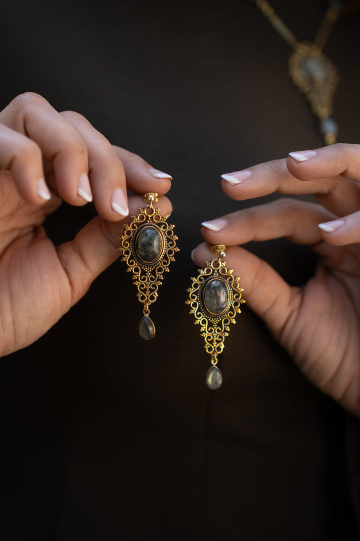 Vintage Labradorite Drop Earrings