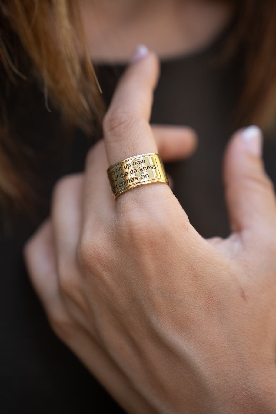 Inspirational Affirmation Engraved Brass Ring. Size 6-7| Non-Adjustable
