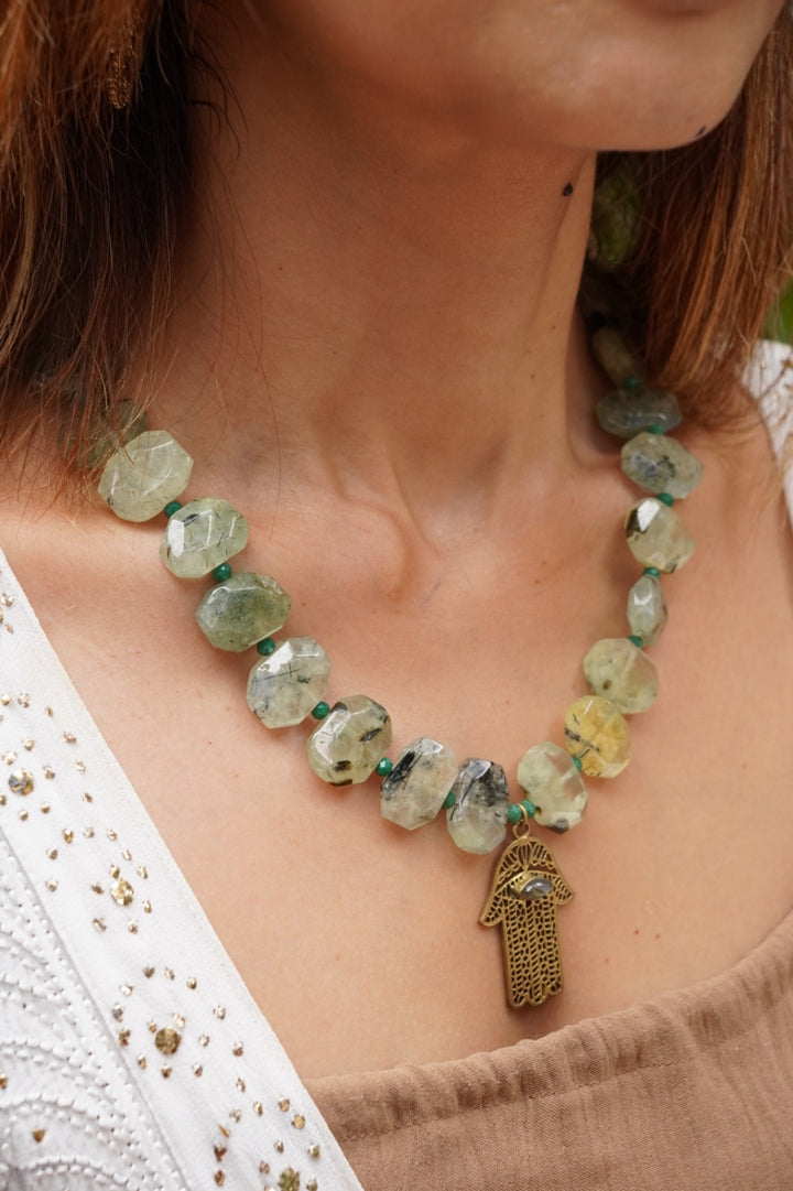 Prehnite crystal necklace
