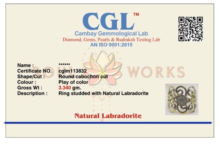 Labradorite curl brass ring. Adjustable. size 5-8