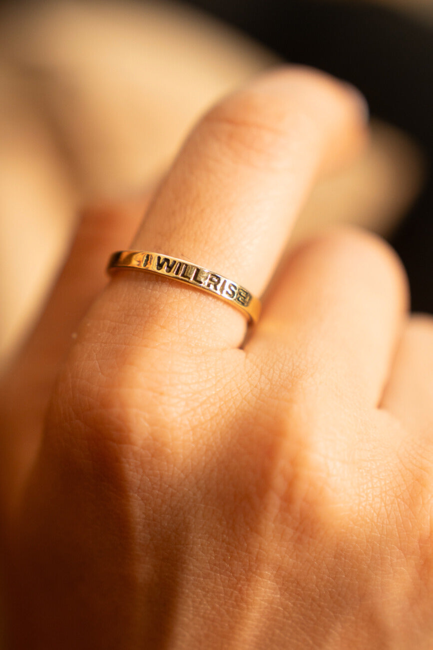 I Will Rise Minimalist Affirmation Brass Ring. Size 5-8| Non-Adjustable
