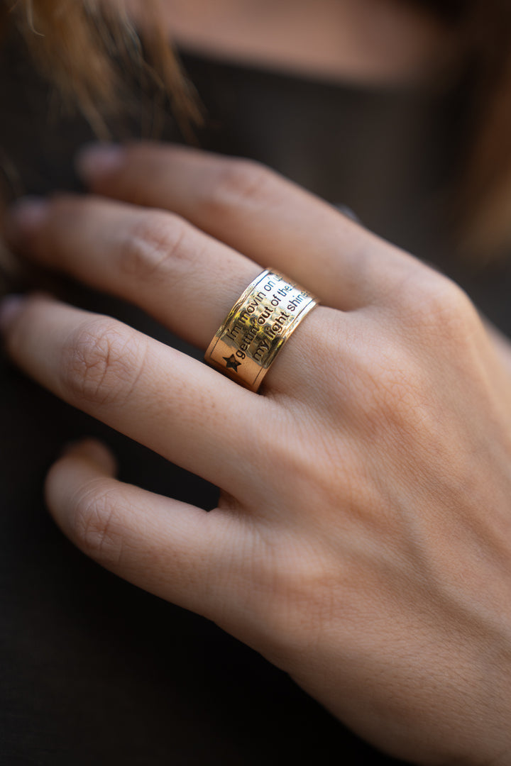 Inspirational Affirmation Engraved Brass Ring. Size 6-7| Non-Adjustable