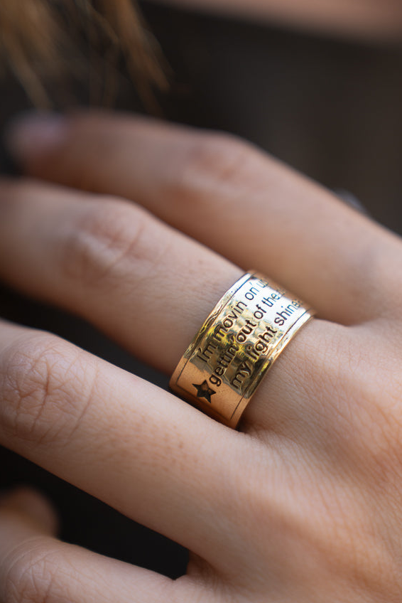 Inspirational Affirmation Engraved Brass Ring. Size 6-7| Non-Adjustable