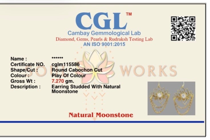 Moonstone Lotus brass danglers