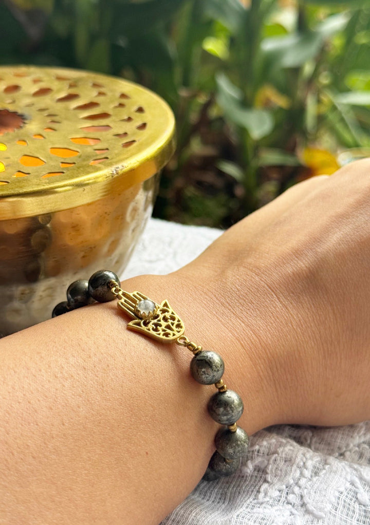 Pyrite hamsa healing bracelet