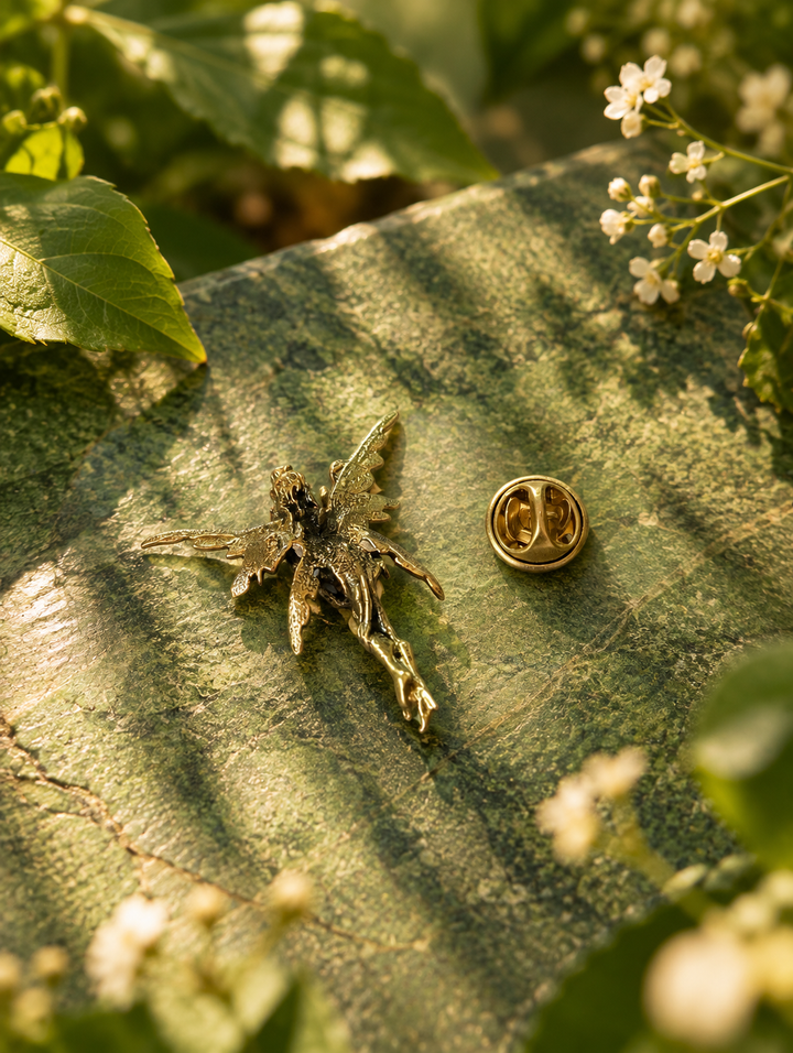 Fairy brooch lapel pin in pure brass