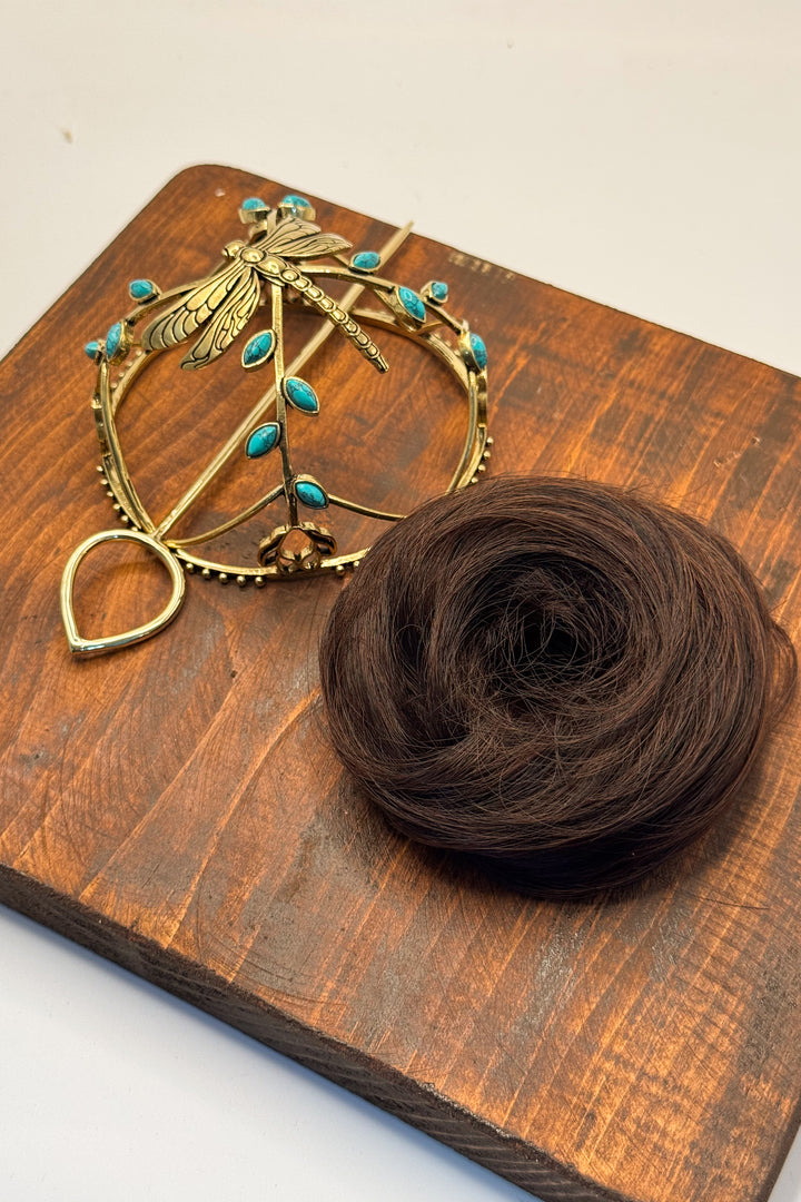 Turquoise dragonfly hair bun
