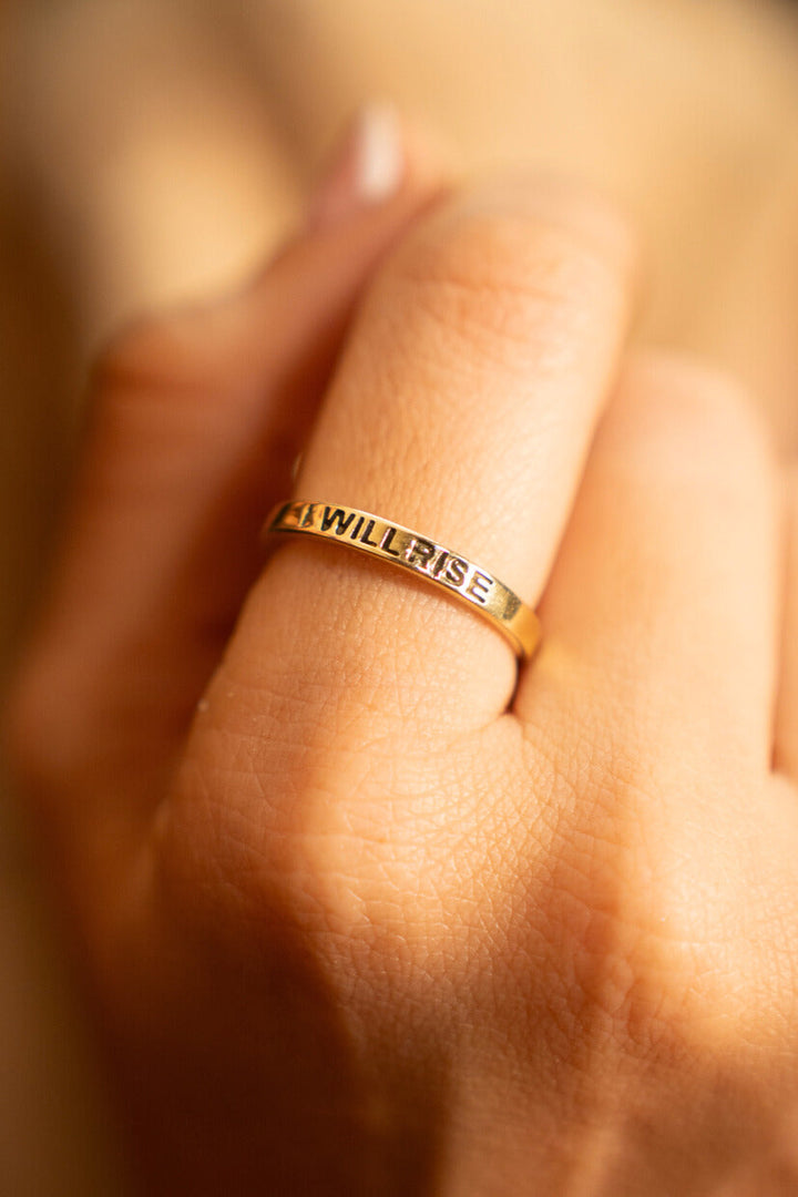 I Will Rise Minimalist Affirmation Brass Ring. Size 5-8| Non-Adjustable