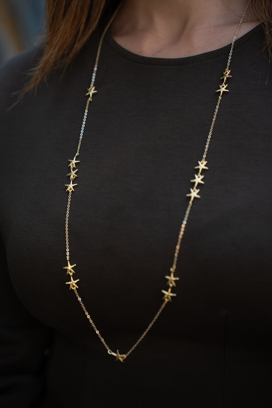 Supernova Long Star Necklace- Gold Plated