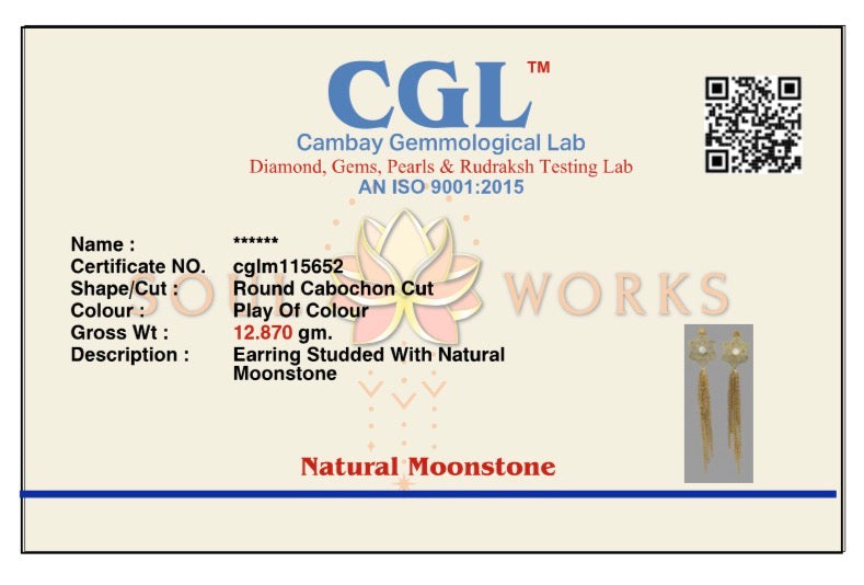 Moonstone Mandala drop brass earrings