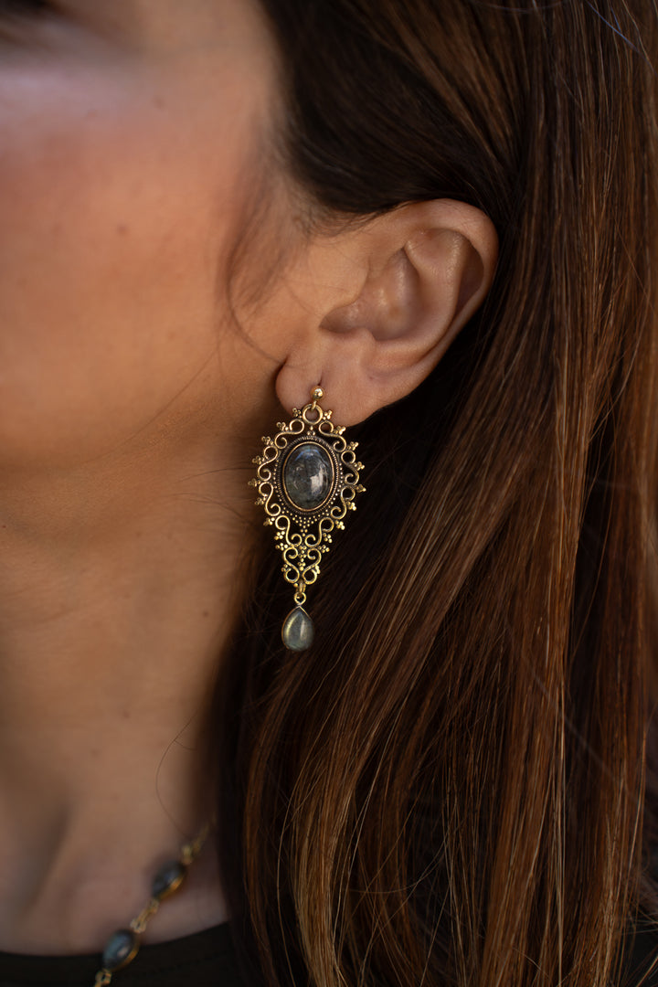 Vintage Labradorite Drop Earrings
