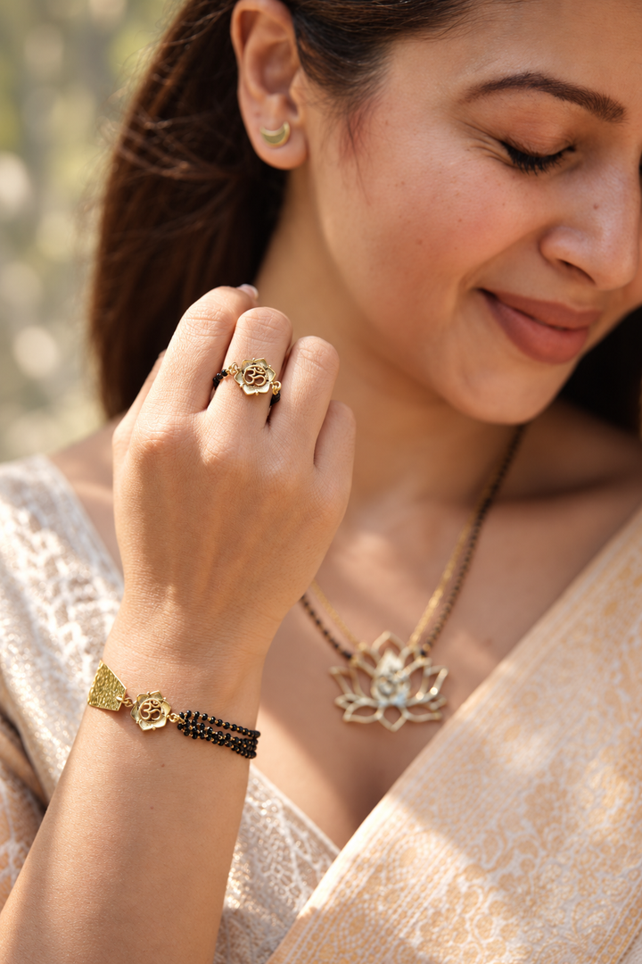 Sacred Om Brass Mangalsutra Ring – Adjustable