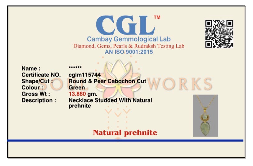 Prehnite lotus pendant