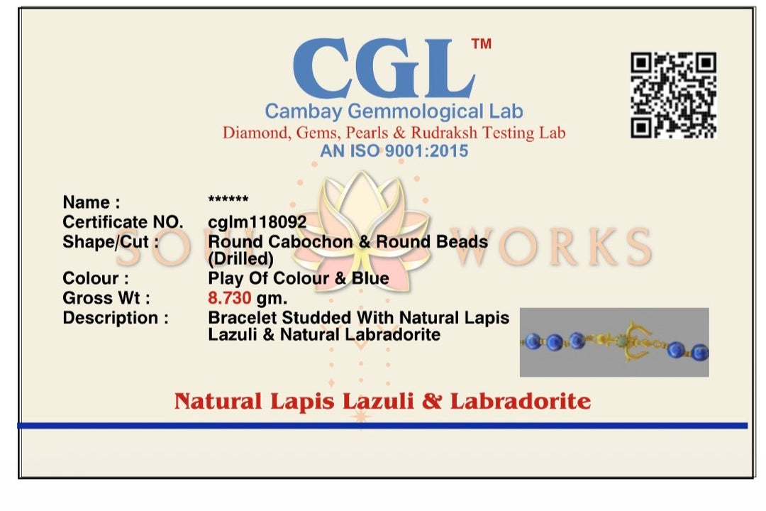 Lapis beads with trishul healing bracelet