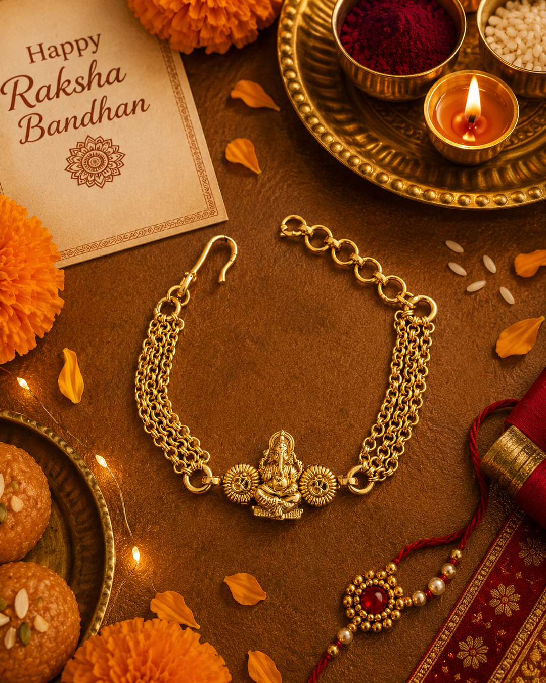 Ganesh Om Brass Lumba Rakhi