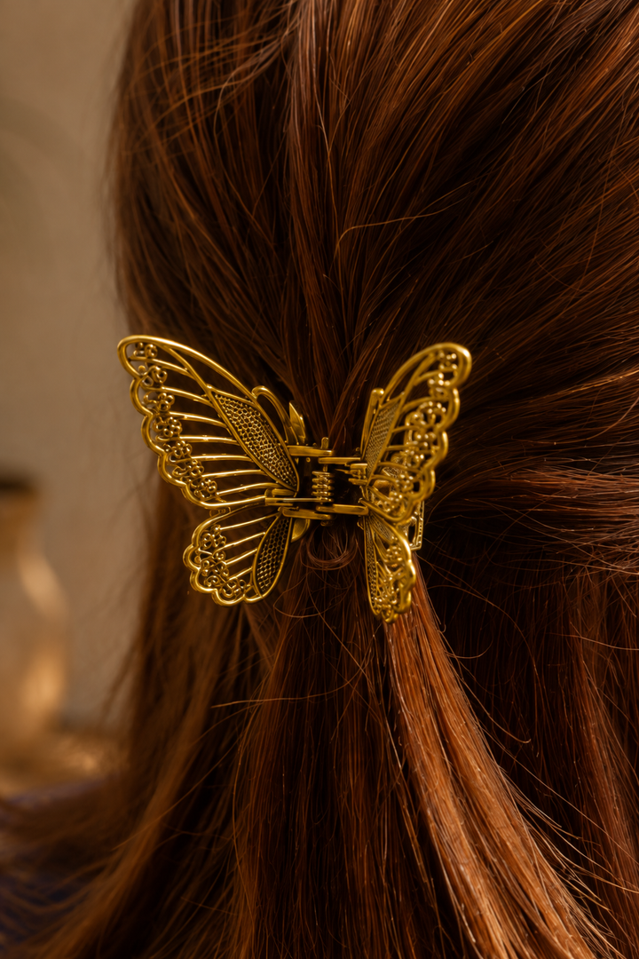 Flutterwing Brass Butterfly Hair Claw in Alloy