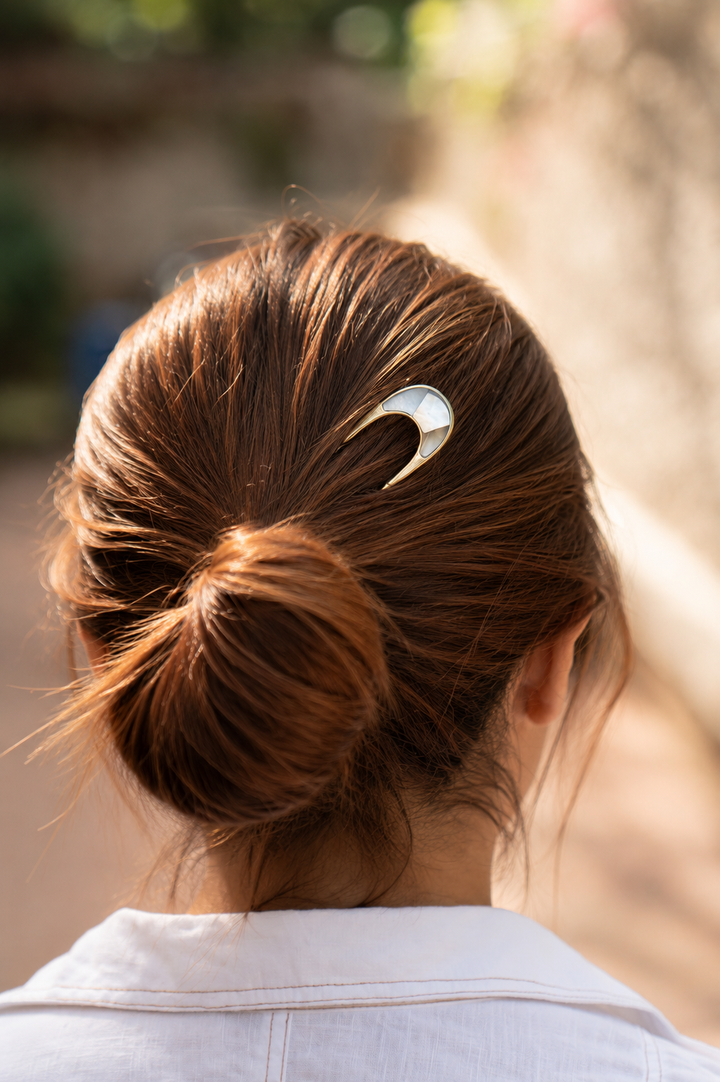 Mother of Pearl Brass Hair Stick