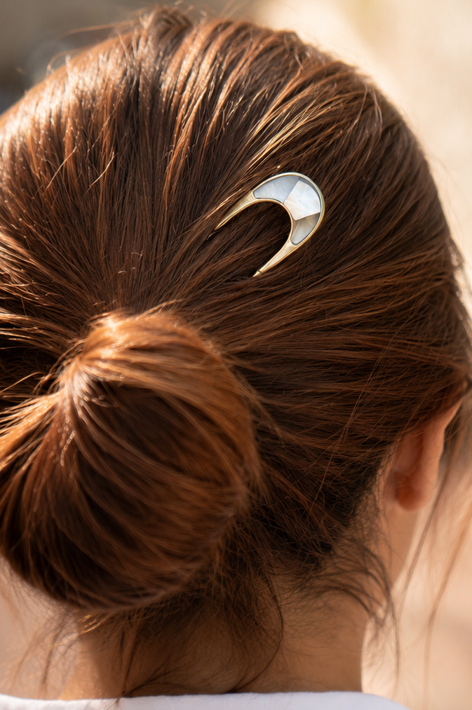Mother of Pearl Brass Hair Stick