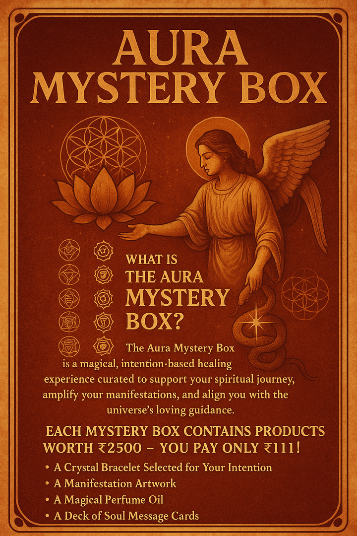 Aura Mystery box for abundance and money - 1 jewellery piece+ manifestation card + calming perfume oil + soul message deck