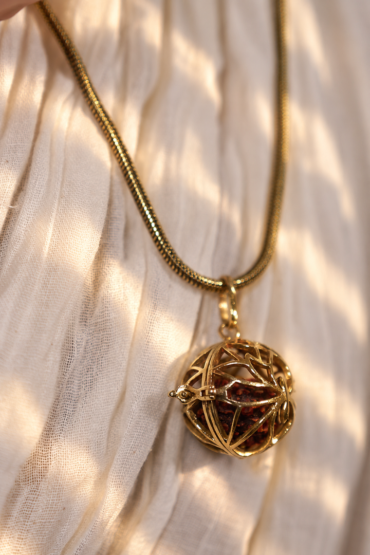 Kamal Rudraksha Keepsake Brass Necklace