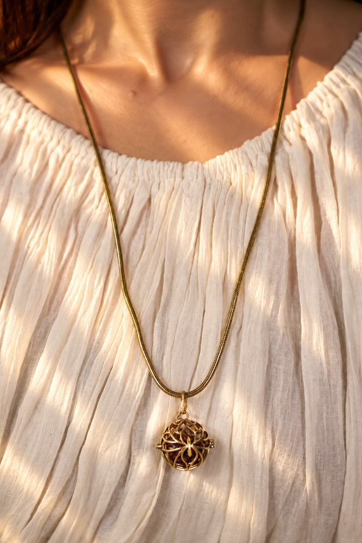 Kamal Rudraksha Keepsake Brass Necklace
