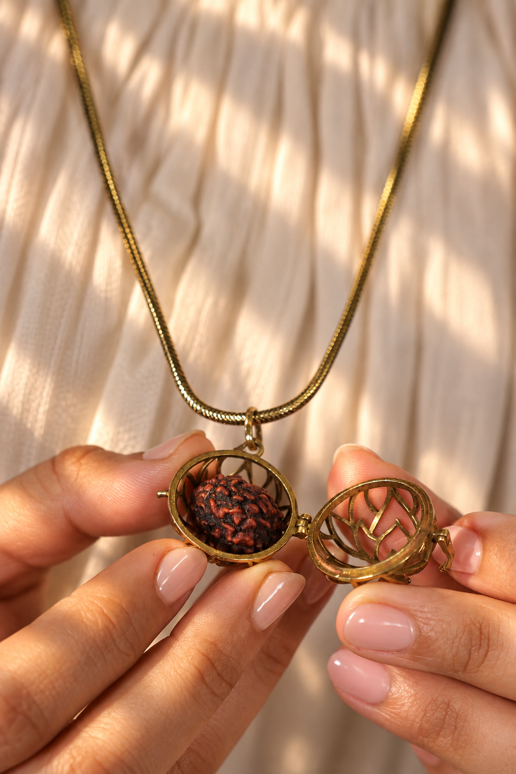 Kamal Rudraksha Keepsake Brass Necklace