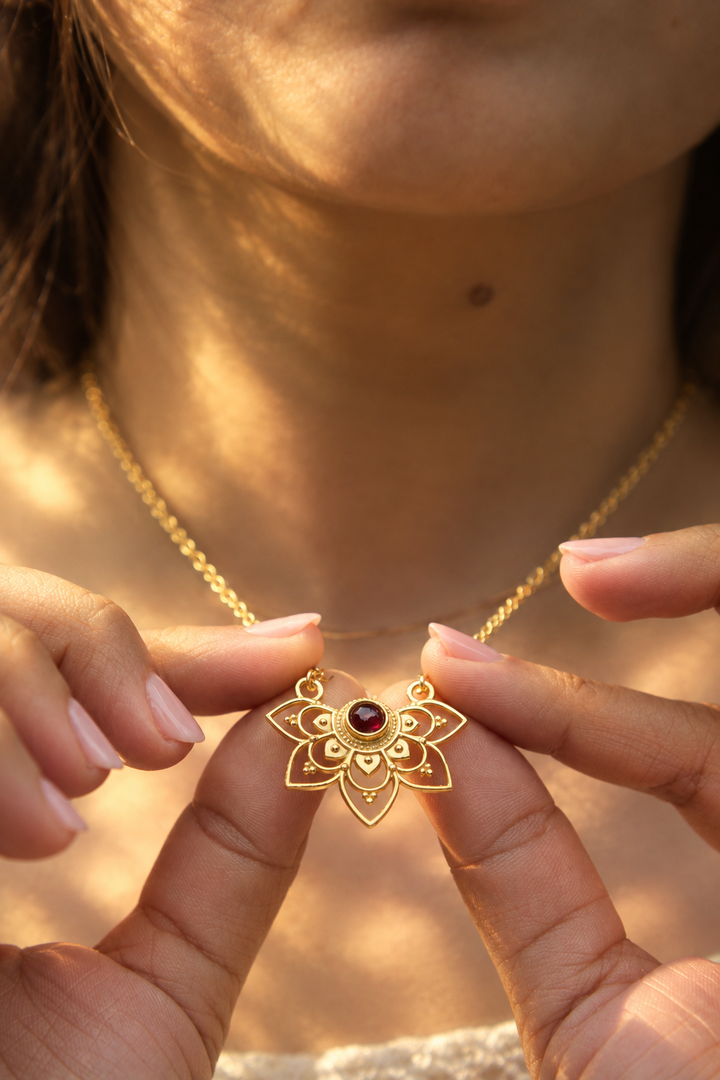 Padma Garnet Mangalsutra Gold plated Necklace