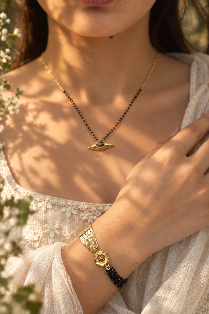 Om Shakti Mangalsutra Brass Bracelet