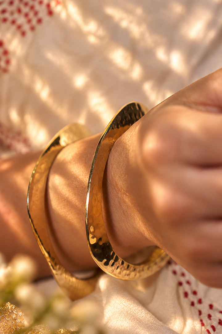 Tidal Hammered Brass Bangle (Set of 2 bangles)