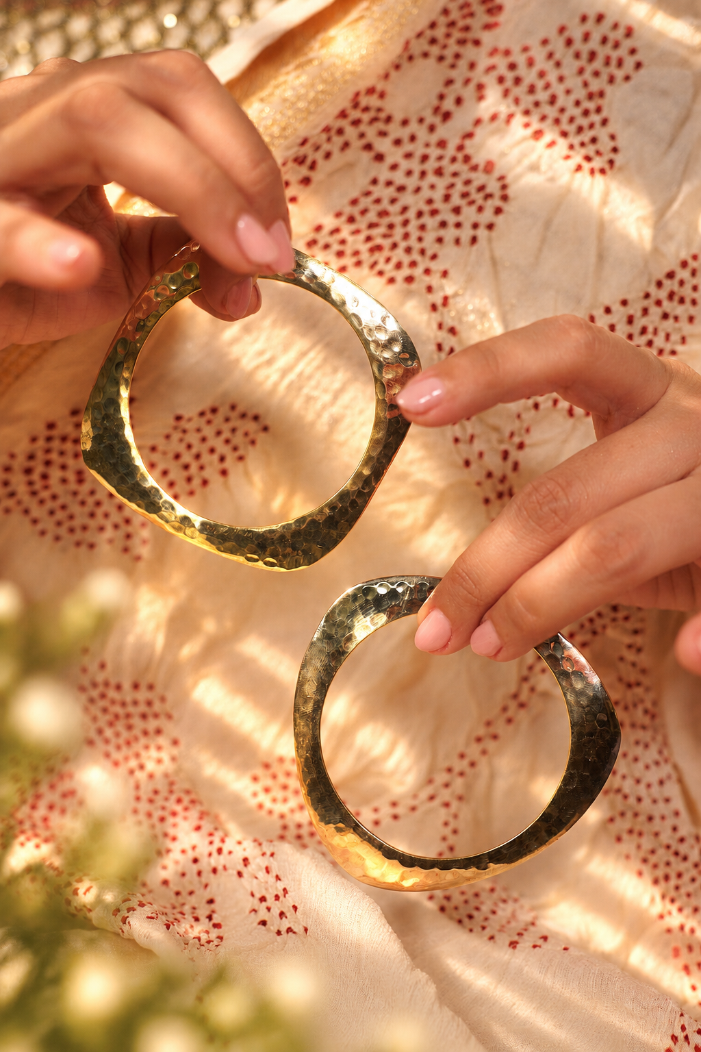Tidal Hammered Brass Bangle (Set of 2 bangles)