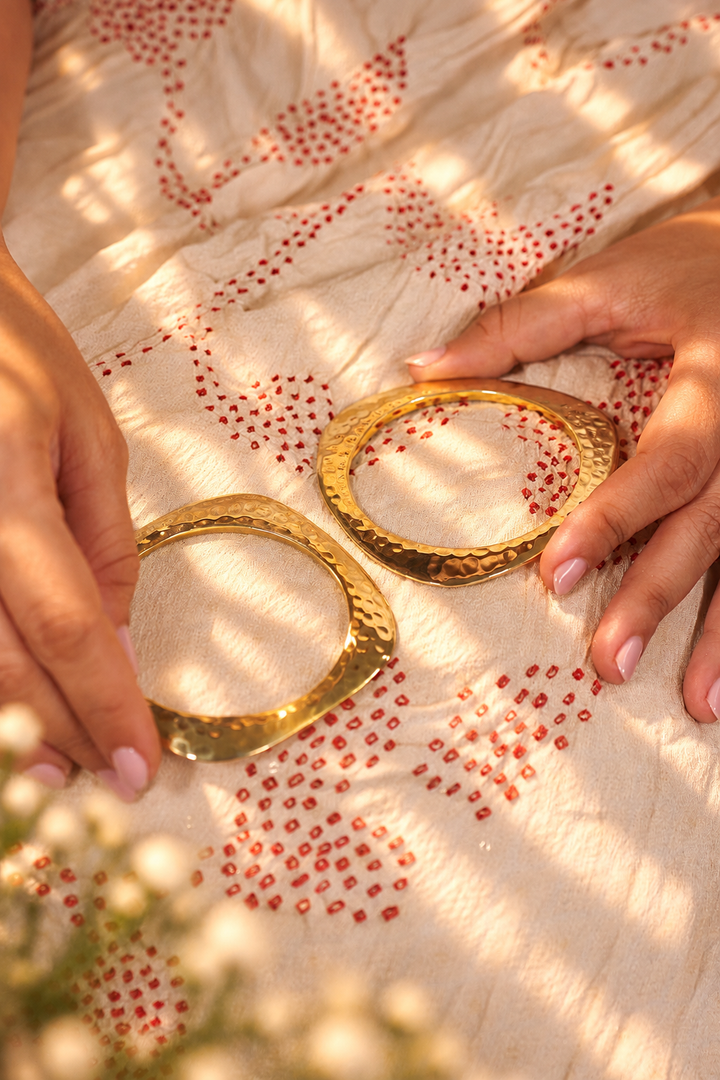 Tidal Hammered Brass Bangle (Set of 2 bangles)