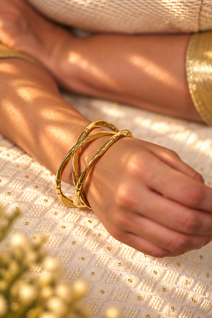 Sway Sculpted Brass Bangles