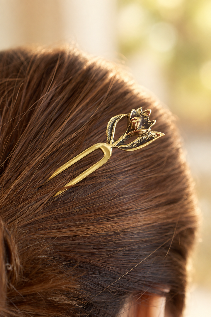 Roselle Brass Hair Stick
