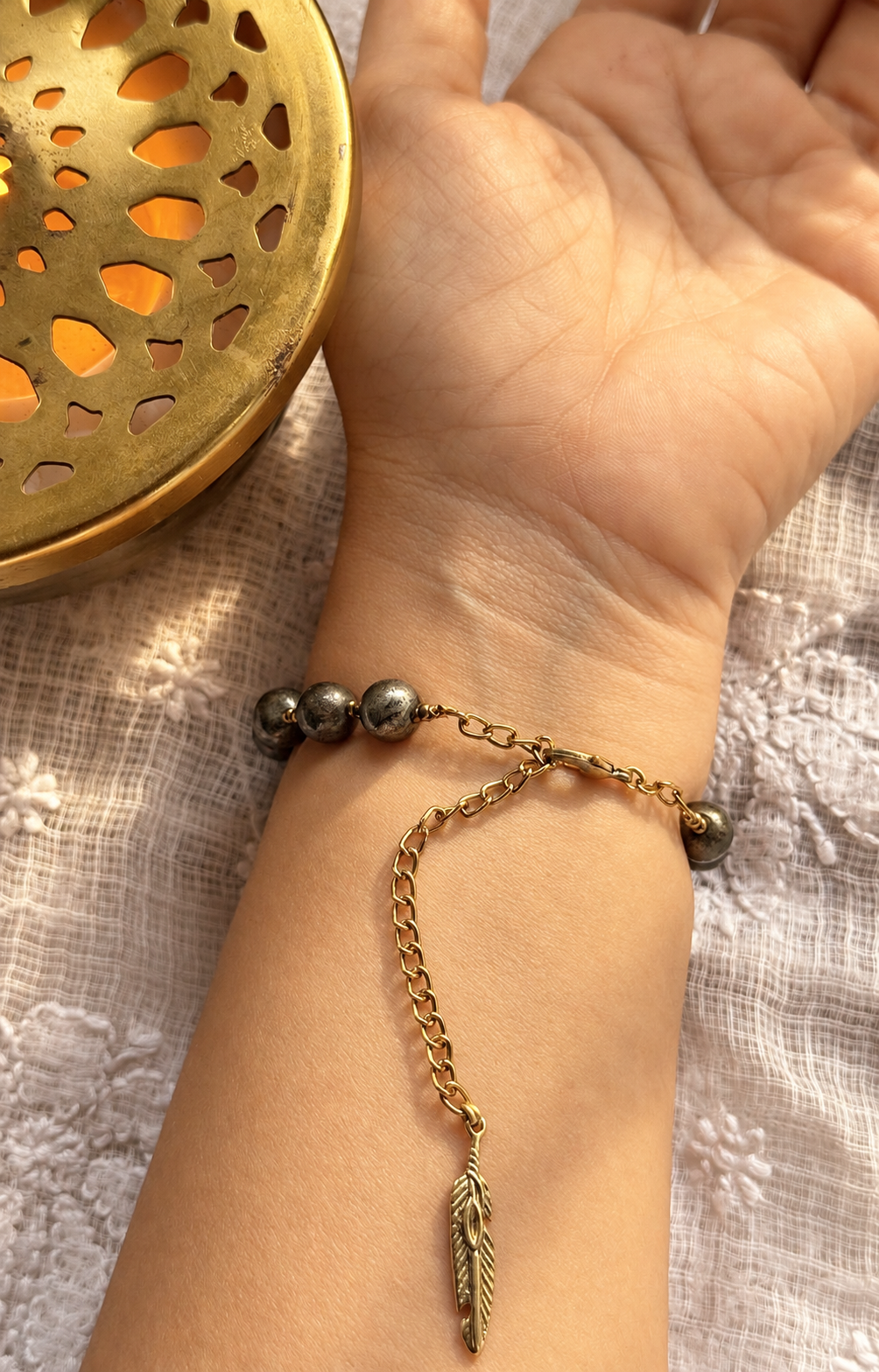 Pyrite hamsa healing bracelet