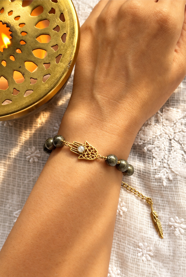 Pyrite hamsa healing bracelet