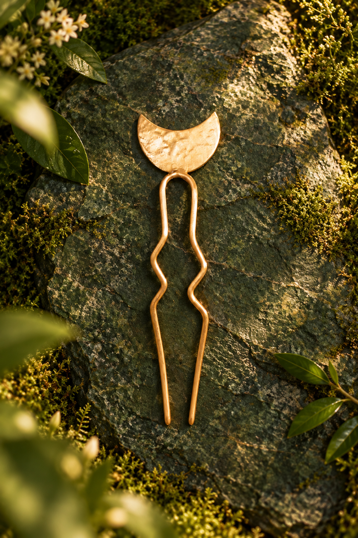 Moonlit Brass Hair Pin Single piece