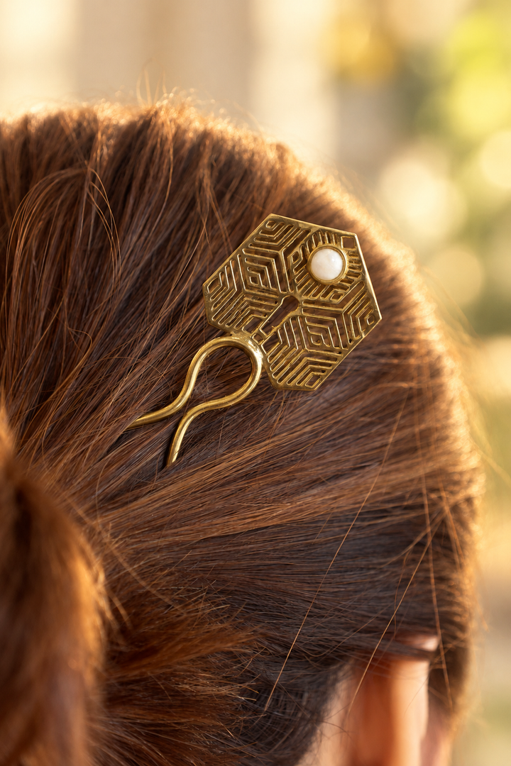Ziya Moonstone Brass Hair Stick