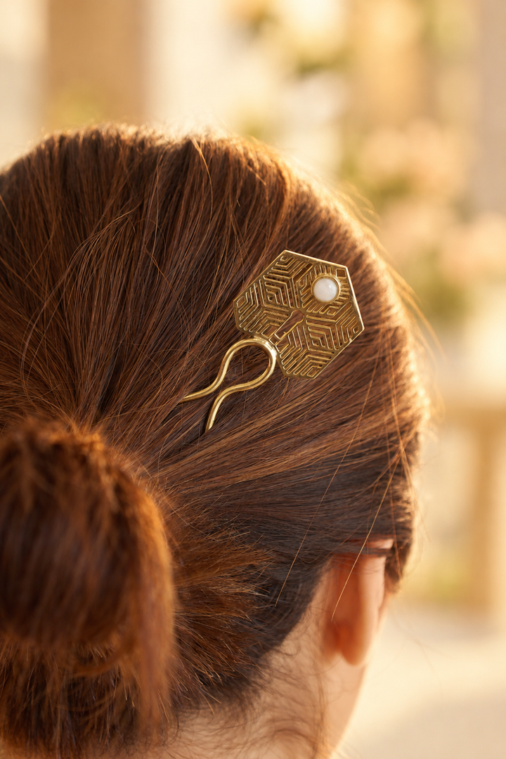 Ziya Moonstone Brass Hair Stick