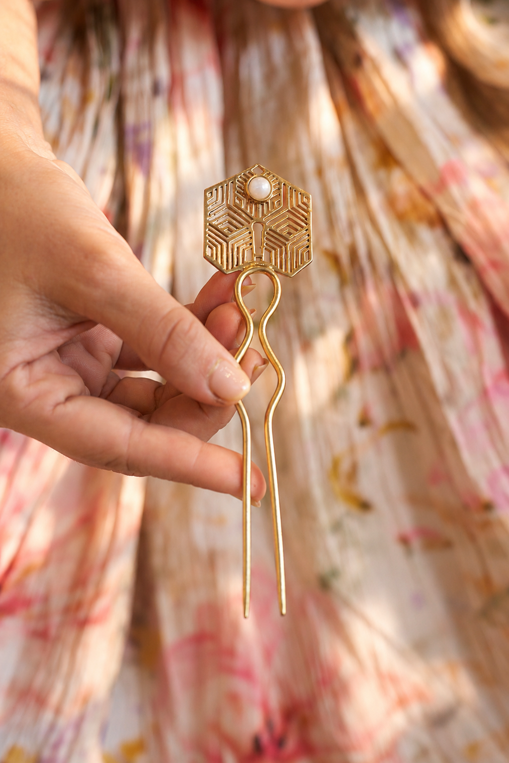 Ziya Moonstone Brass Hair Stick